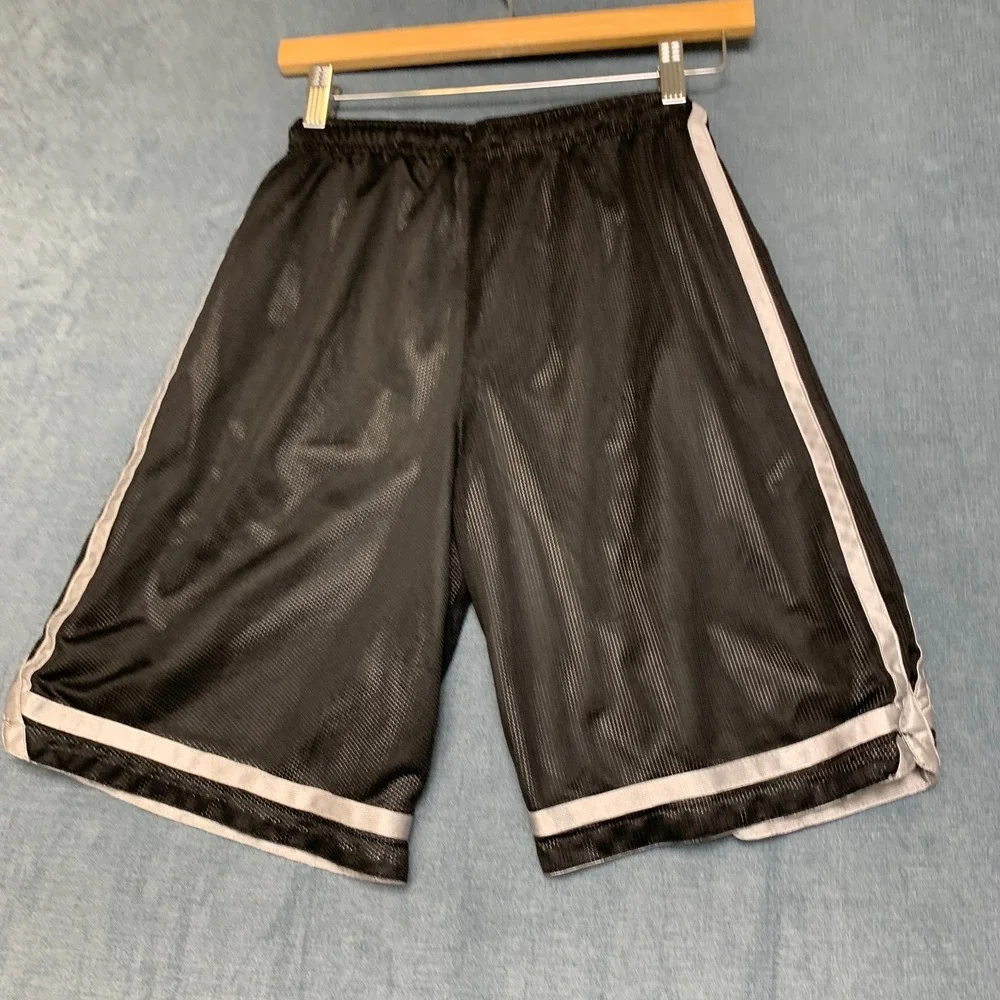 Lands' End Baseball Shorts Boys Medium 10-12 Black Elastic Waist Performance